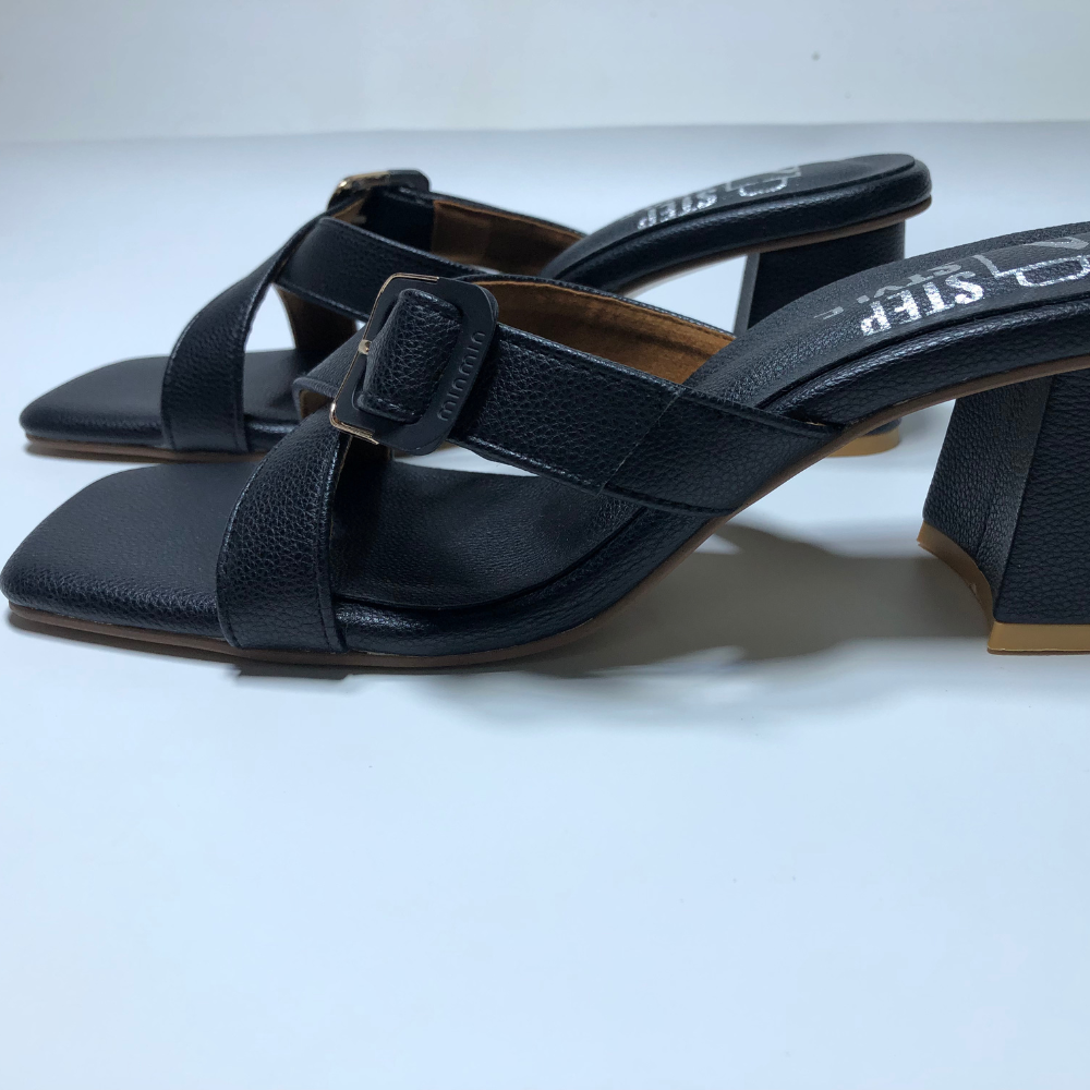 Classic Criss-Cross Block Heels – Blush Pink & Midnight Black - Image 9