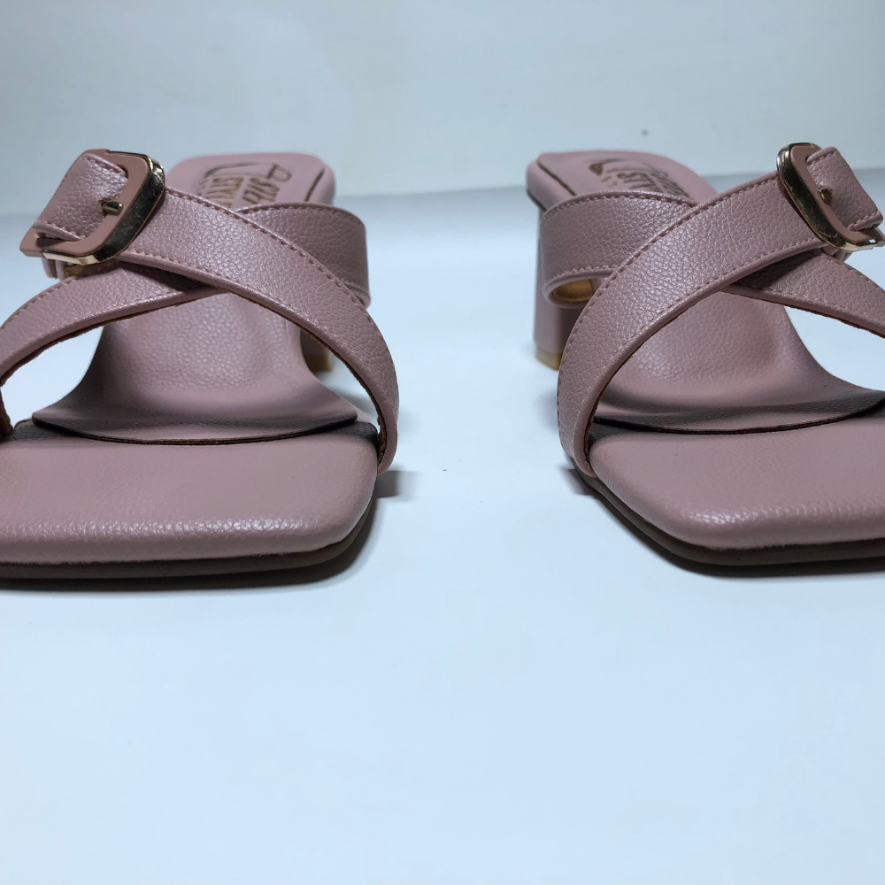 Classic Criss-Cross Block Heels – Blush Pink & Midnight Black - Image 10