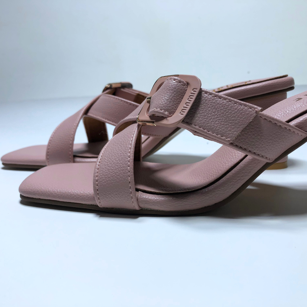 Classic Criss-Cross Block Heels – Blush Pink & Midnight Black - Image 8