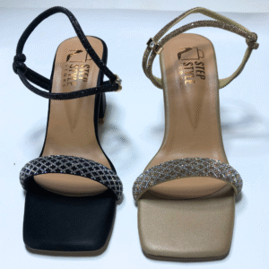 Glamour Strappy Heels – Black & Beige Edition