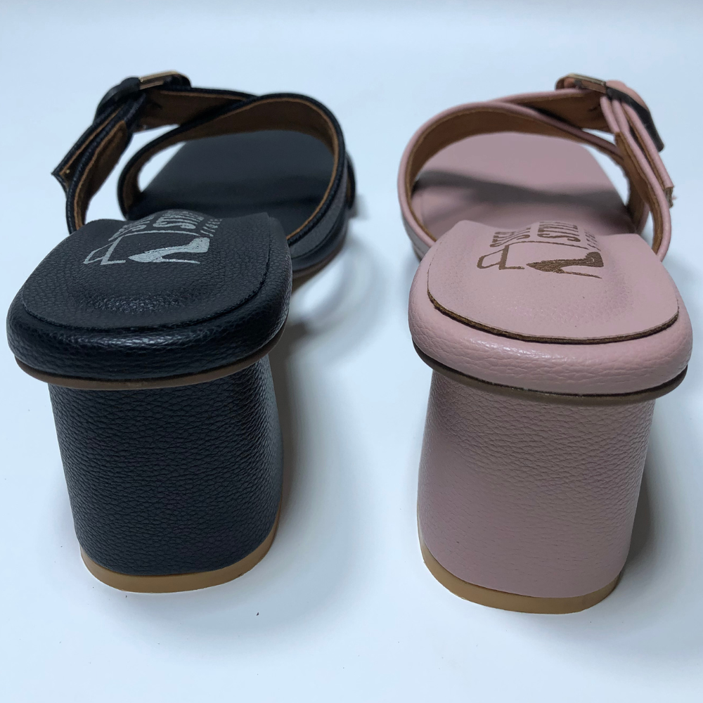 Classic Criss-Cross Block Heels – Blush Pink & Midnight Black - Image 12