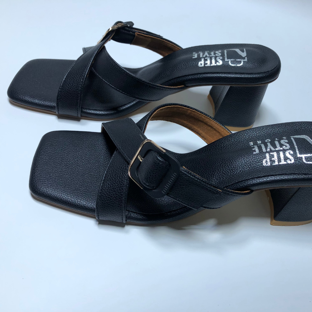 Classic Criss-Cross Block Heels – Blush Pink & Midnight Black - Image 13