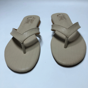 Sleek Textured Flat Flip-Flops – Beige & Black