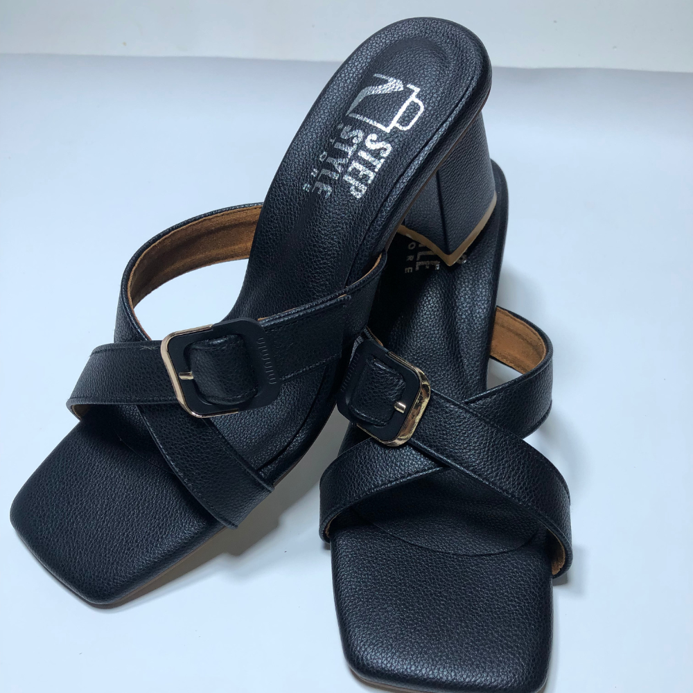 Classic Criss-Cross Block Heels – Blush Pink & Midnight Black - Image 15