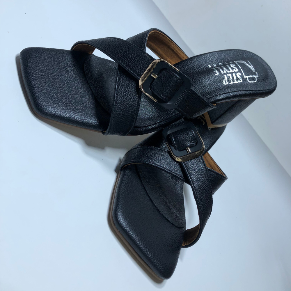 Classic Criss-Cross Block Heels – Blush Pink & Midnight Black - Image 6