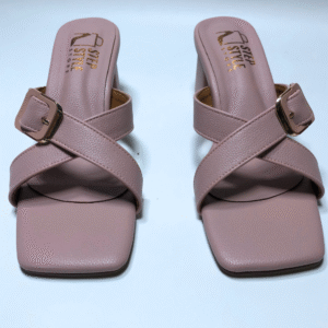 Classic Criss-Cross Block Heels – Blush Pink & Midnight Black