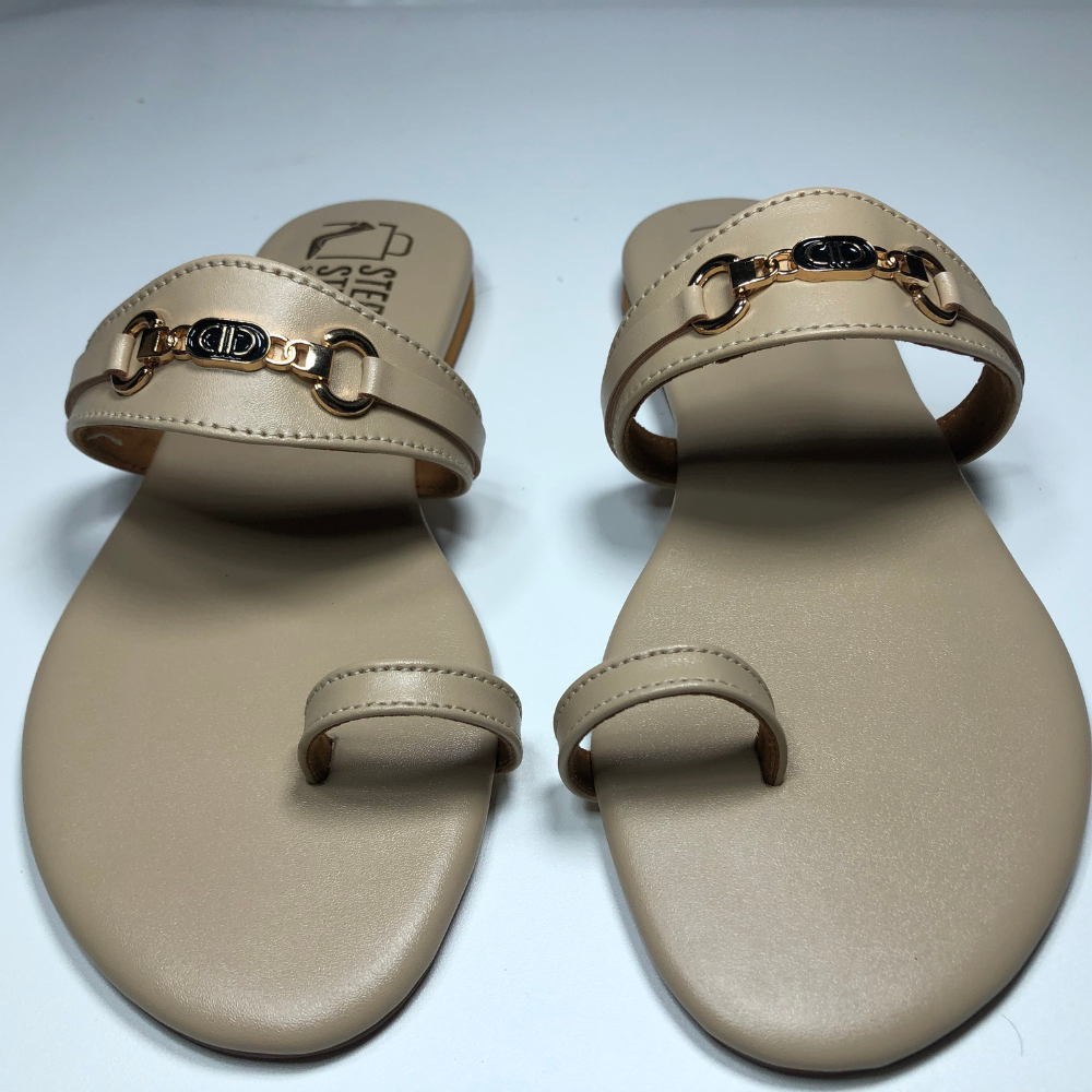 Chic Metal-Detail Toe Ring Flats Step Style Store - Image 4