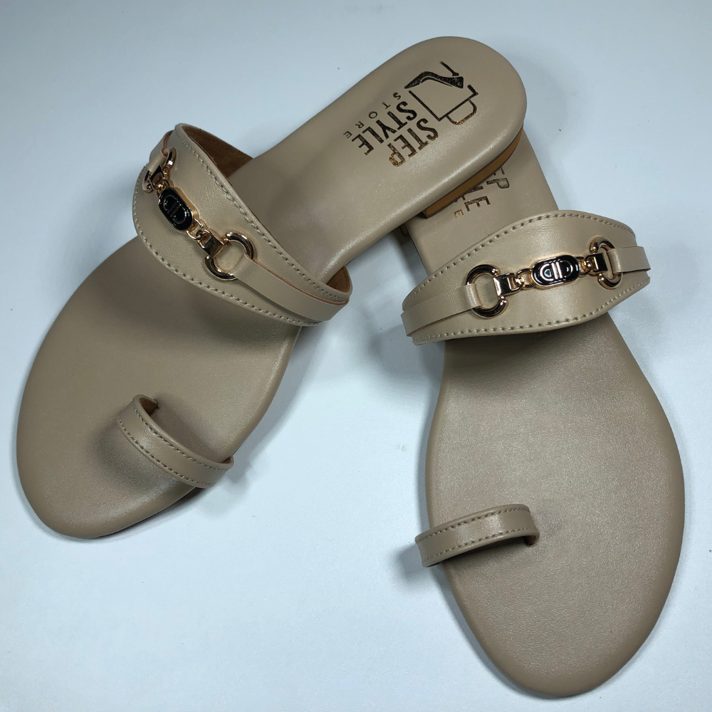 Chic Metal-Detail Toe Ring Flats Step Style Store - Image 5