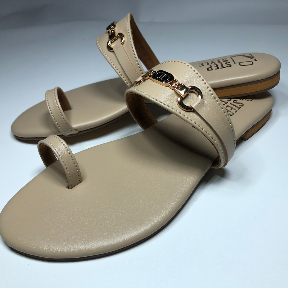 Chic Metal-Detail Toe Ring Flats Step Style Store - Image 8