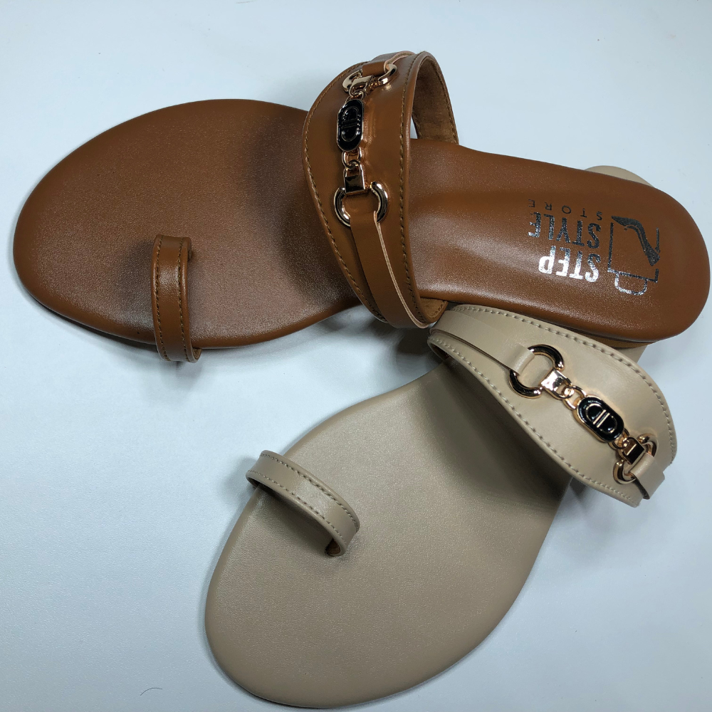 Chic Metal-Detail Toe Ring Flats Step Style Store - Image 11