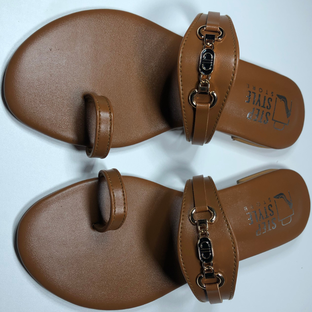 Chic Metal-Detail Toe Ring Flats Step Style Store - Image 2