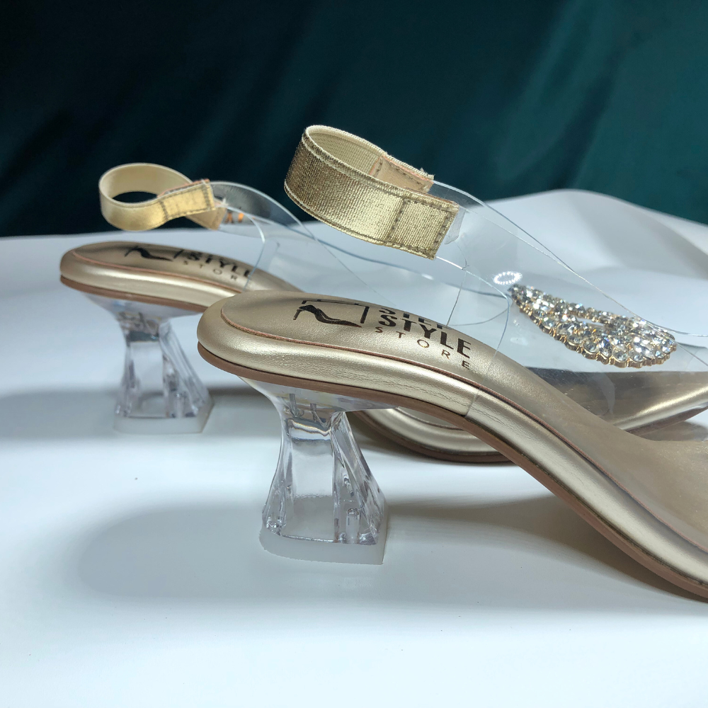 Champagne Satin Pointed-Toe Slingback Heels with Crystal Embellishment – Step Style Store - Image 8