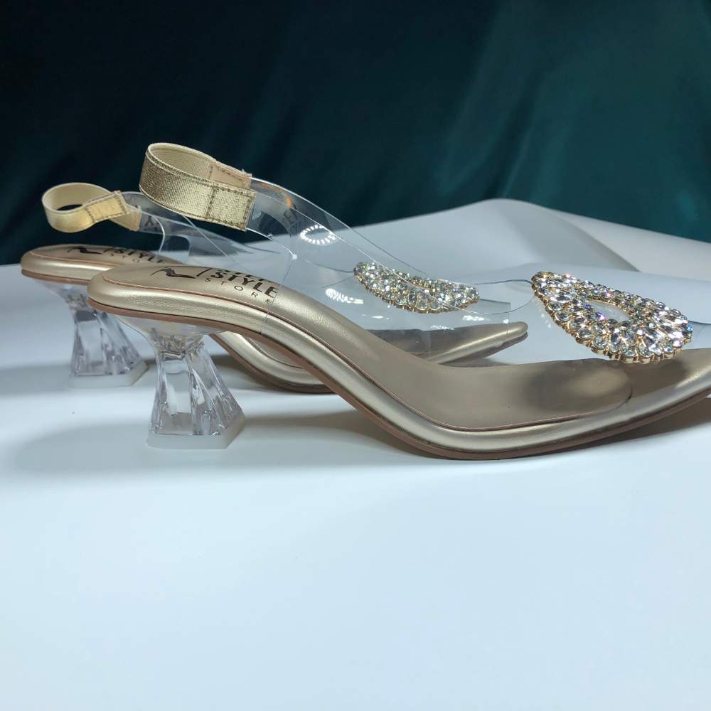 Champagne Satin Pointed-Toe Slingback Heels with Crystal Embellishment – Step Style Store - Image 6