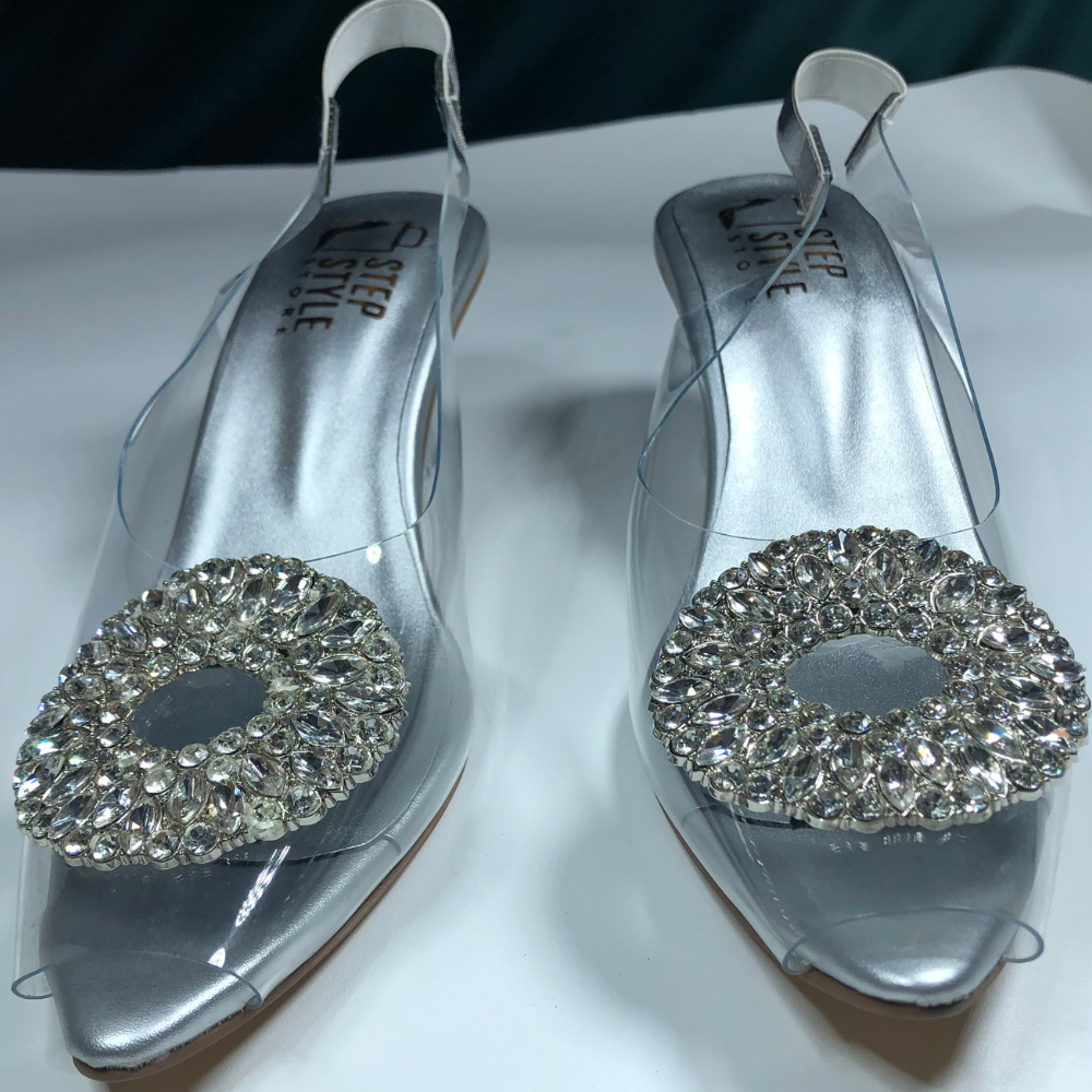 Champagne Satin Pointed-Toe Slingback Heels with Crystal Embellishment – Step Style Store - Image 5