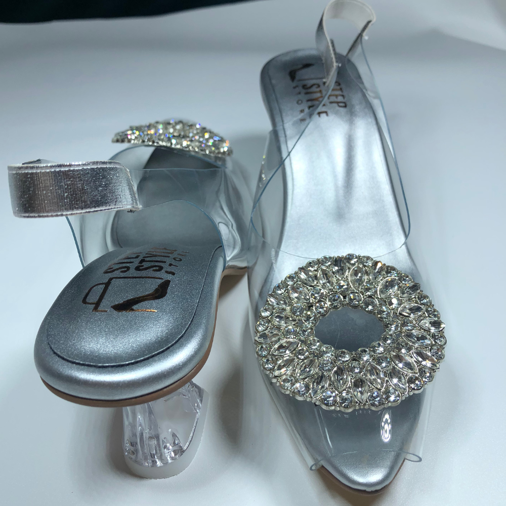 Champagne Satin Pointed-Toe Slingback Heels with Crystal Embellishment – Step Style Store - Image 3