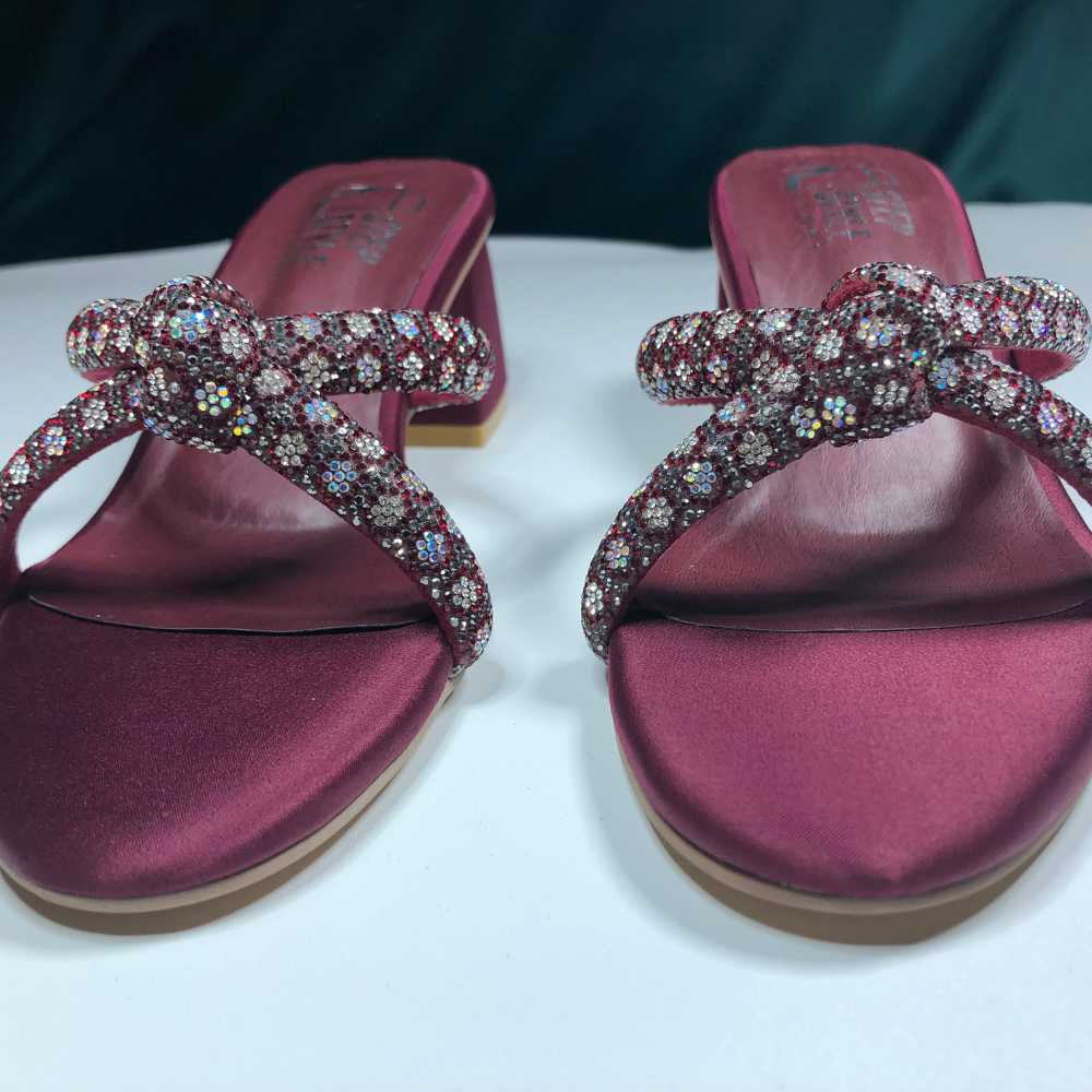 Embellished Knot Strap Slip-On Heels – Step Style Store - Image 4