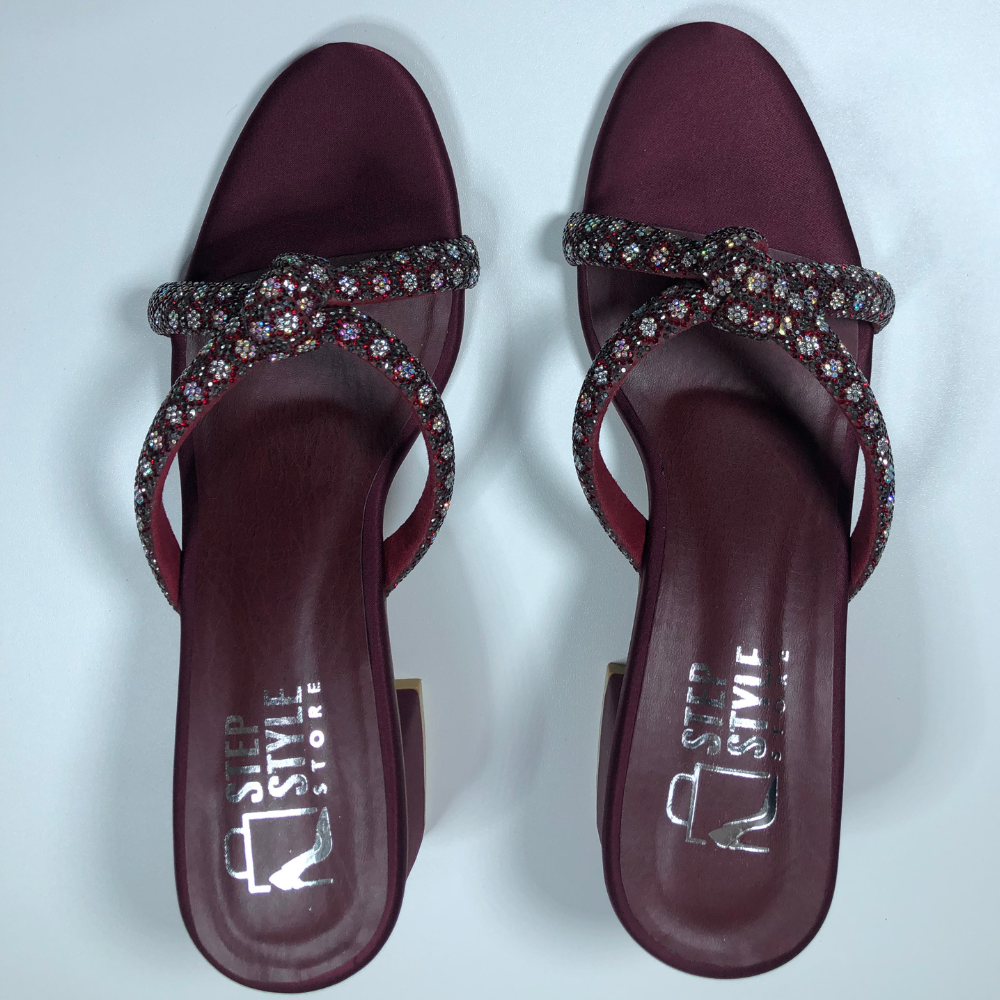 Embellished Knot Strap Slip-On Heels – Step Style Store - Image 2