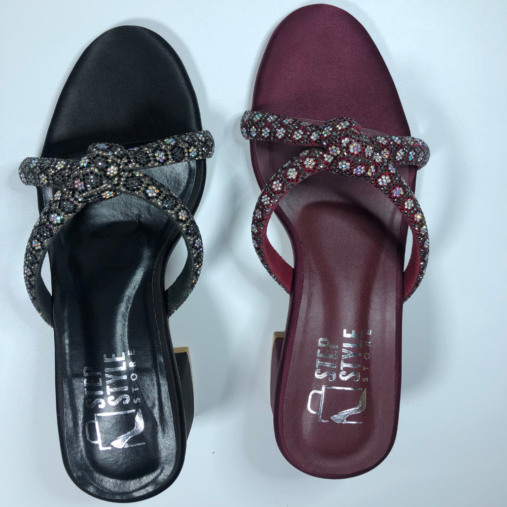 Embellished Knot Strap Slip-On Heels – Step Style Store
