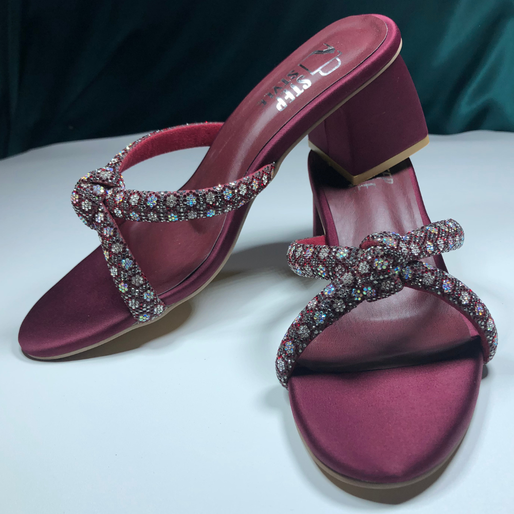 Embellished Knot Strap Slip-On Heels – Step Style Store - Image 11