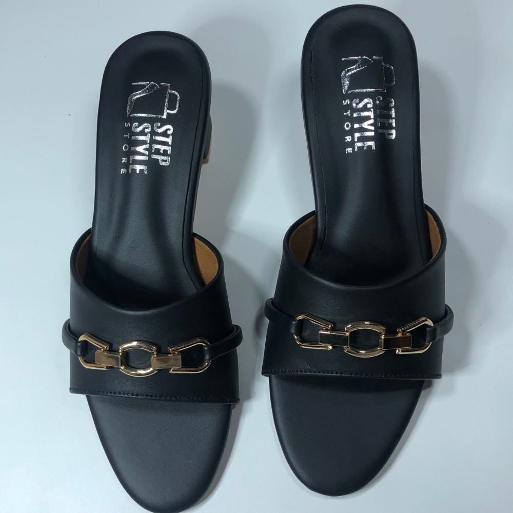 Faux Leather Slip-On Flats with Gold Chain Detail – Step Style Store - Image 12