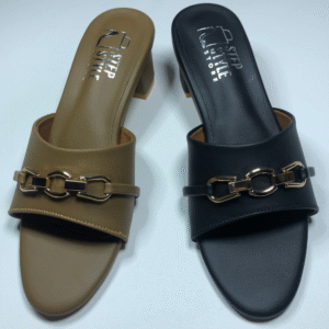 Faux Leather Slip-On Flats with Gold Chain Detail – Step Style Store