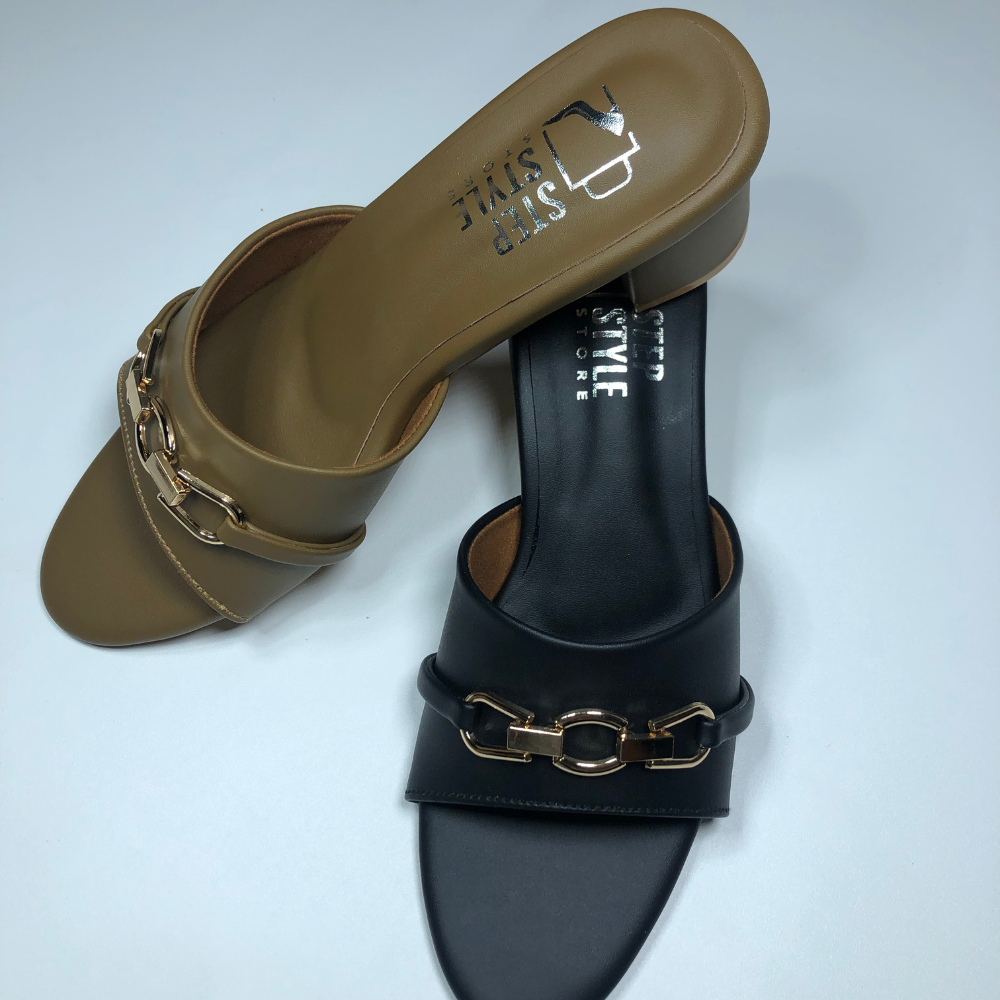 Faux Leather Slip-On Flats with Gold Chain Detail – Step Style Store - Image 14