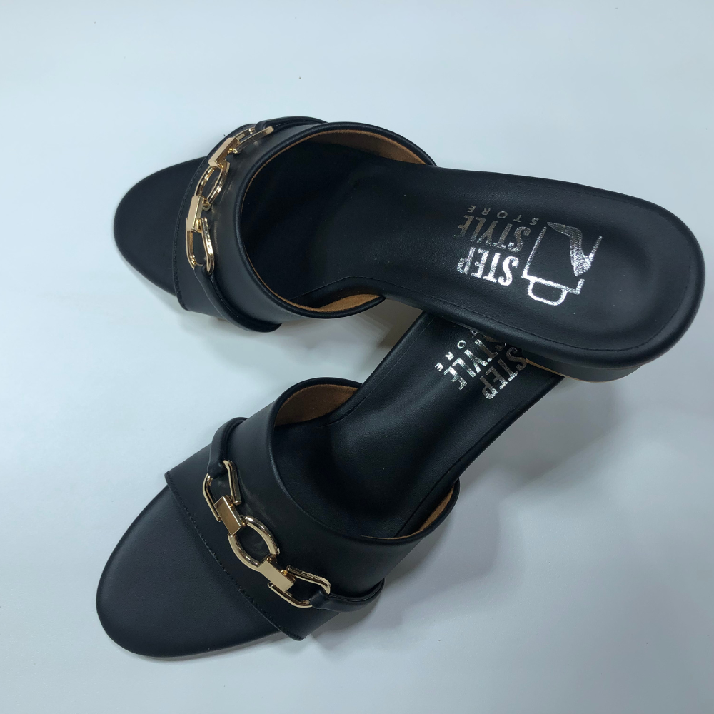 Faux Leather Slip-On Flats with Gold Chain Detail – Step Style Store - Image 9