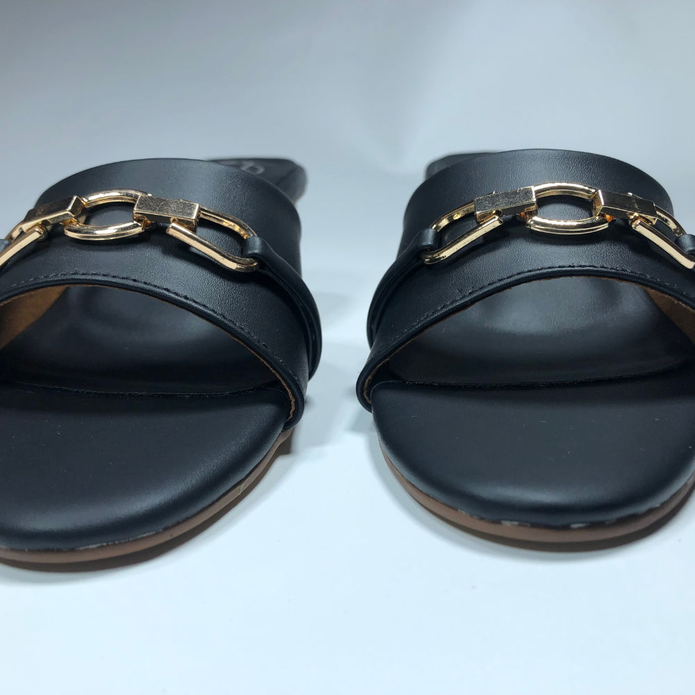 Faux Leather Slip-On Flats with Gold Chain Detail – Step Style Store - Image 10