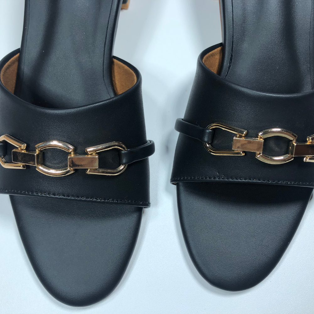 Faux Leather Slip-On Flats with Gold Chain Detail – Step Style Store - Image 11