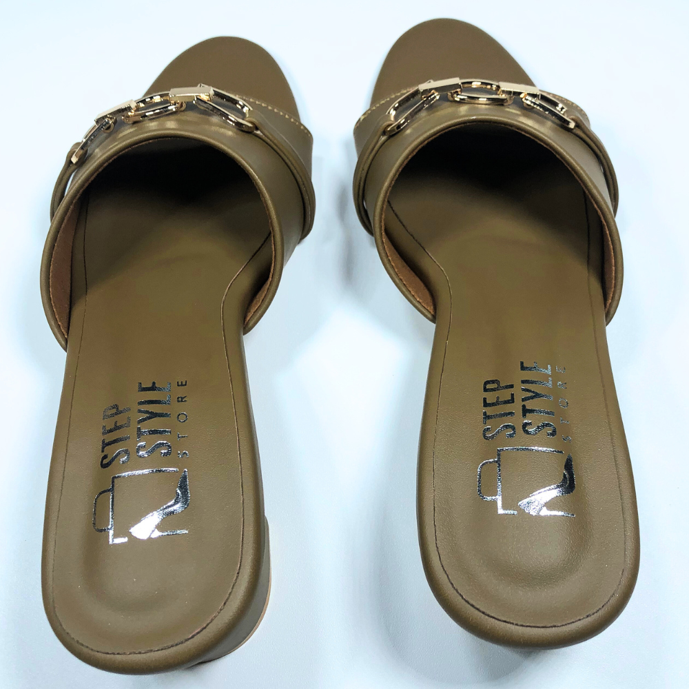 Faux Leather Slip-On Flats with Gold Chain Detail – Step Style Store - Image 2