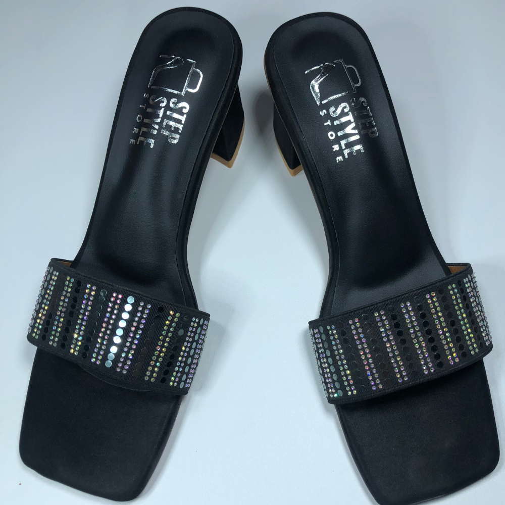 Dual-Tone Embellished Slip-On Block Heels – Step Style Store - Image 4