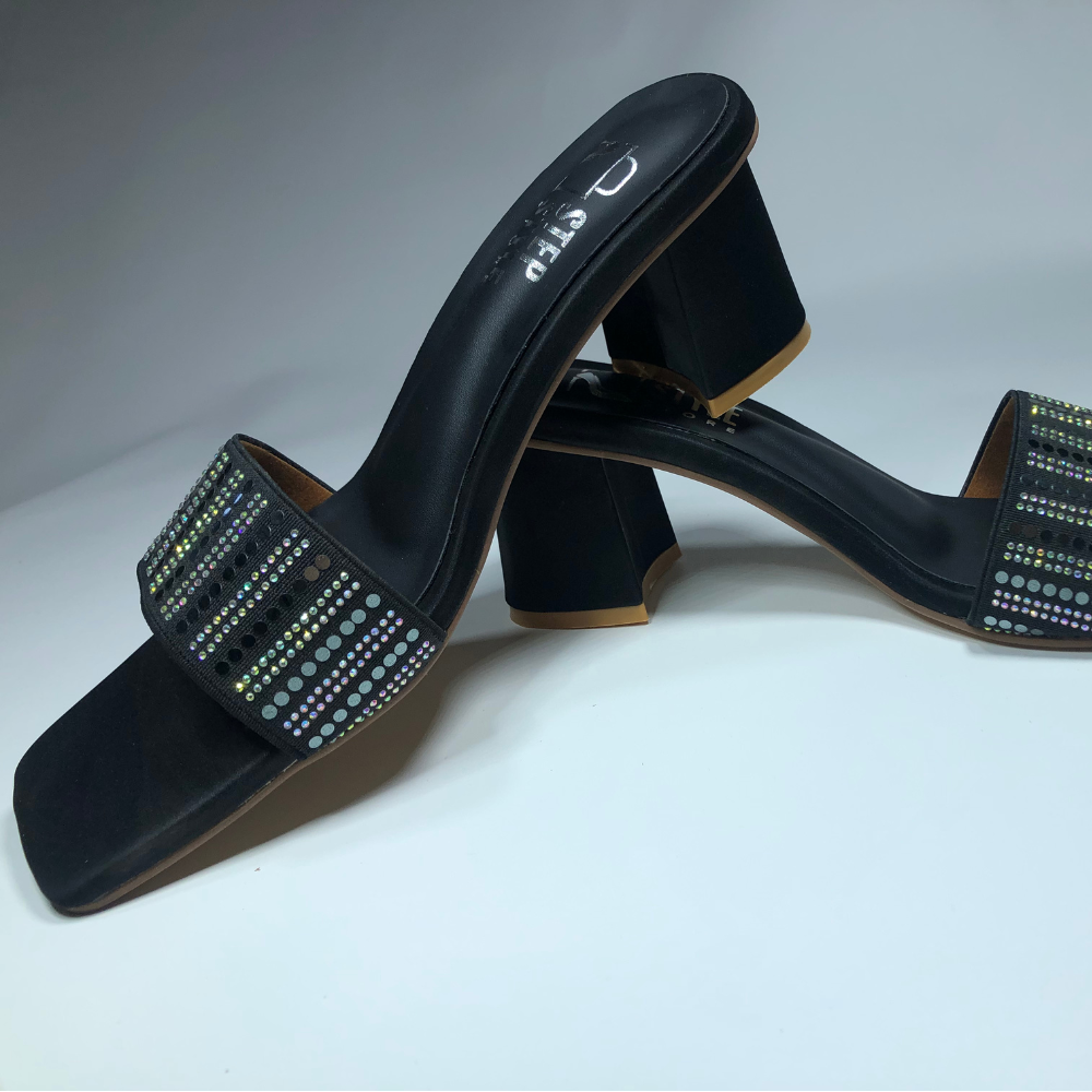 Dual-Tone Embellished Slip-On Block Heels – Step Style Store - Image 5