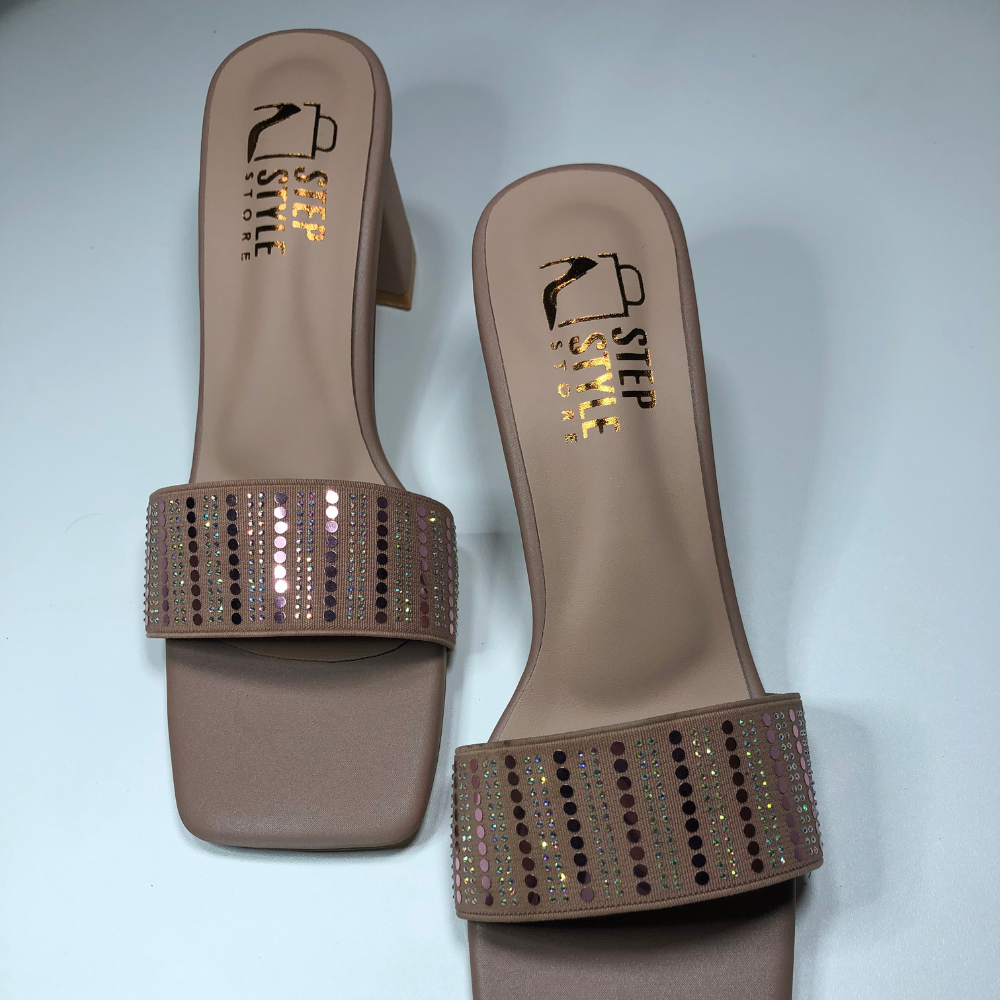 Dual-Tone Embellished Slip-On Block Heels – Step Style Store - Image 6