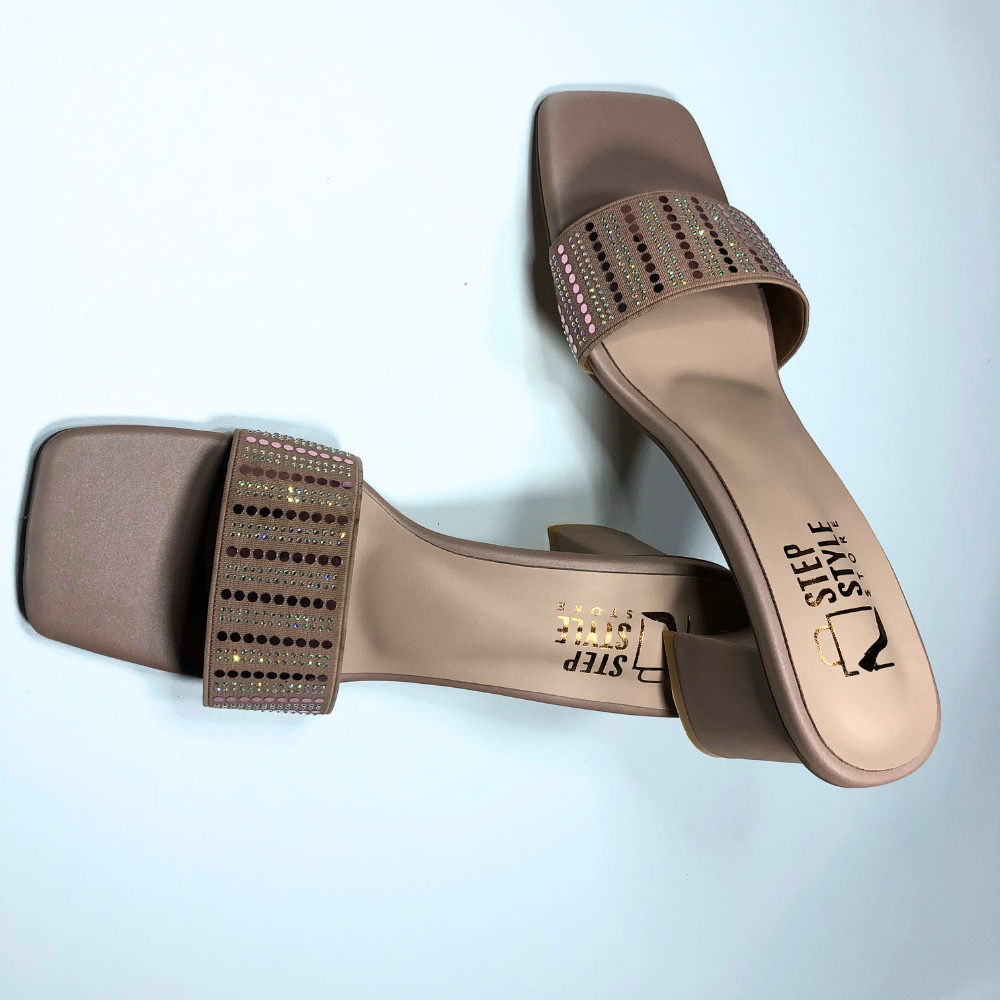 Dual-Tone Embellished Slip-On Block Heels – Step Style Store - Image 9