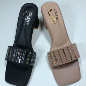 Dual-Tone Embellished Slip-On Block Heels – Step Style Store