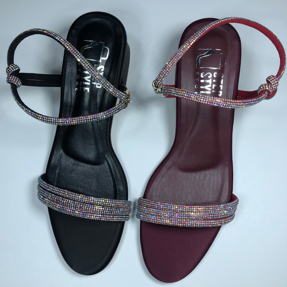 Elegant Rhinestone Embellished Ankle Strap Sandals – Step Style Store