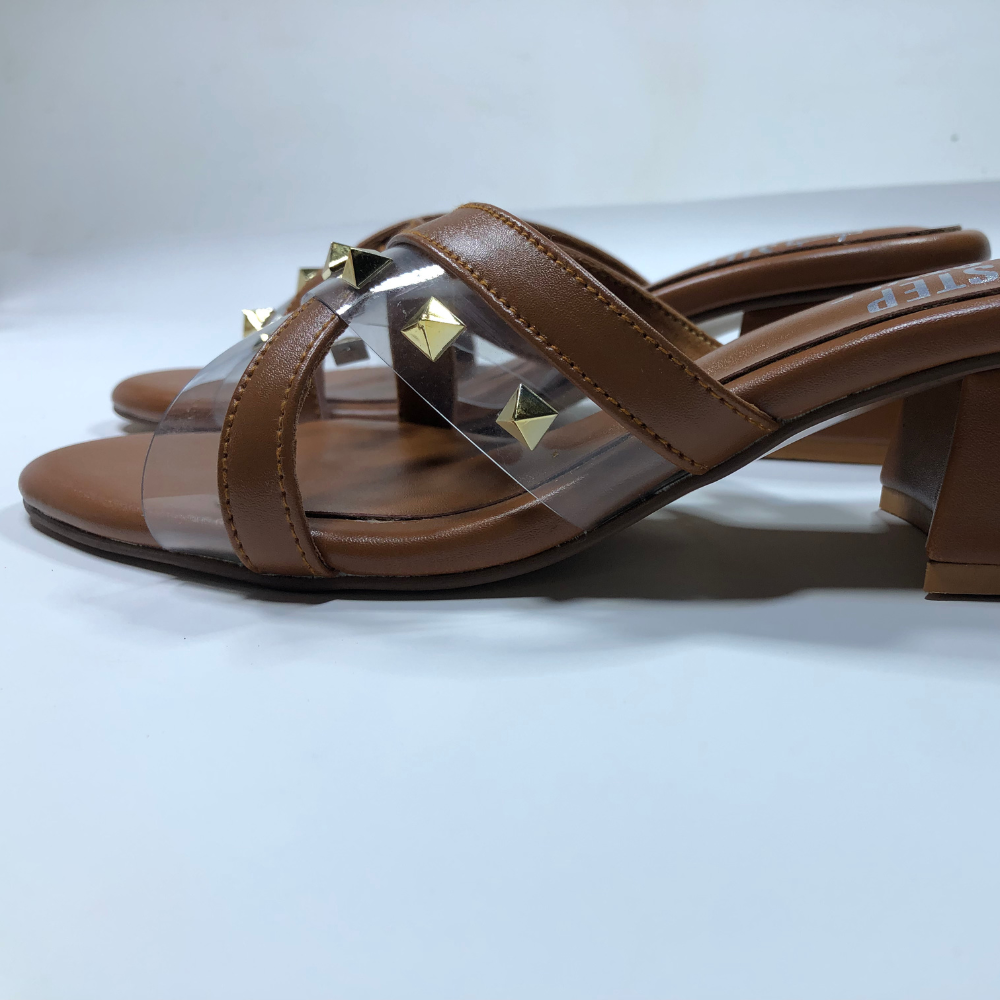 Step & Style Women’s Cross-Strap Studded Slip-Ons – Black & Tan - Image 20