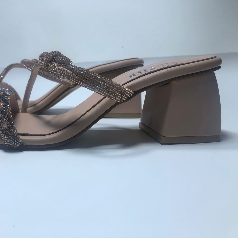 Glam Crystal Strap Heels – Black & Rose Gold - Image 12