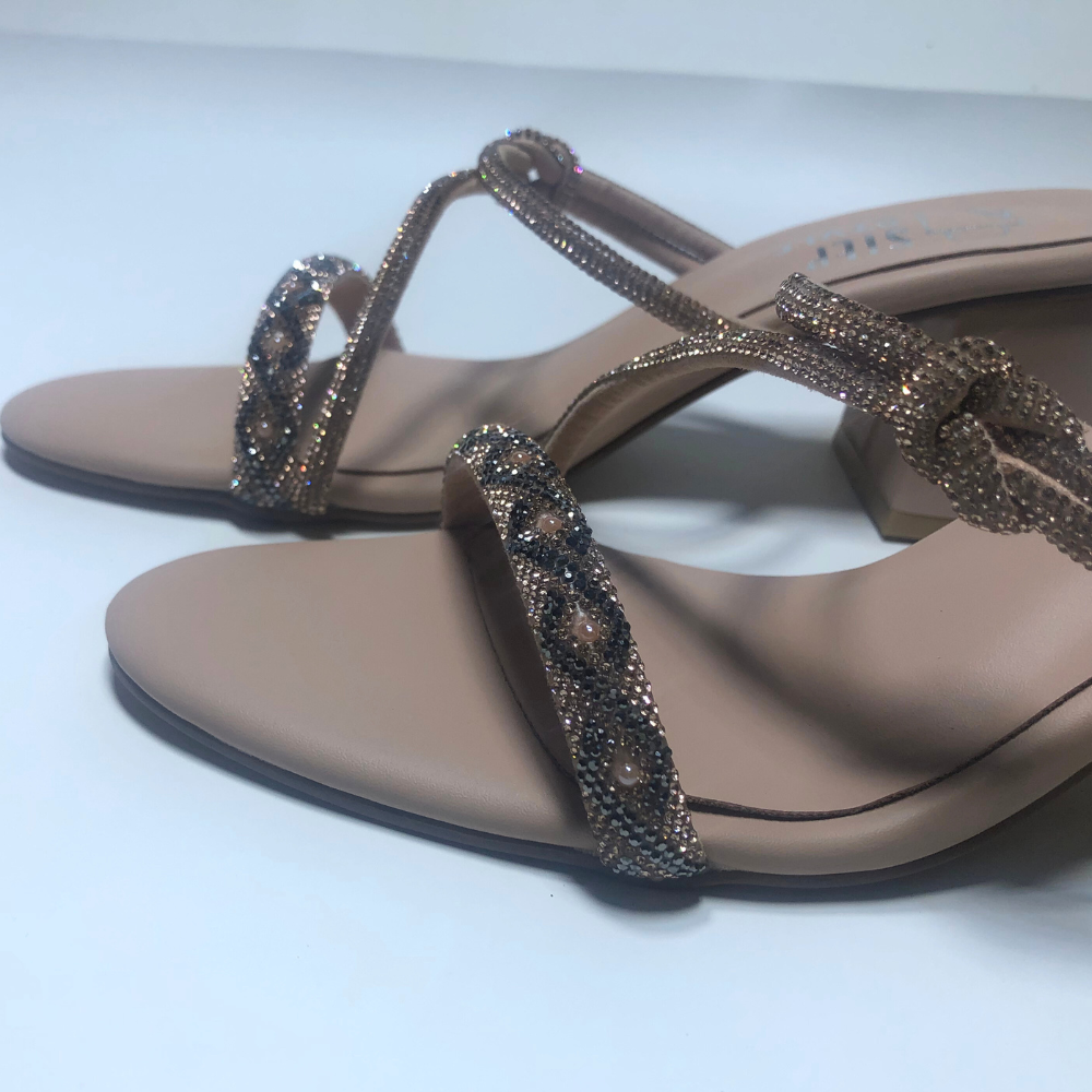 Glam Crystal Strap Heels – Black & Rose Gold - Image 13