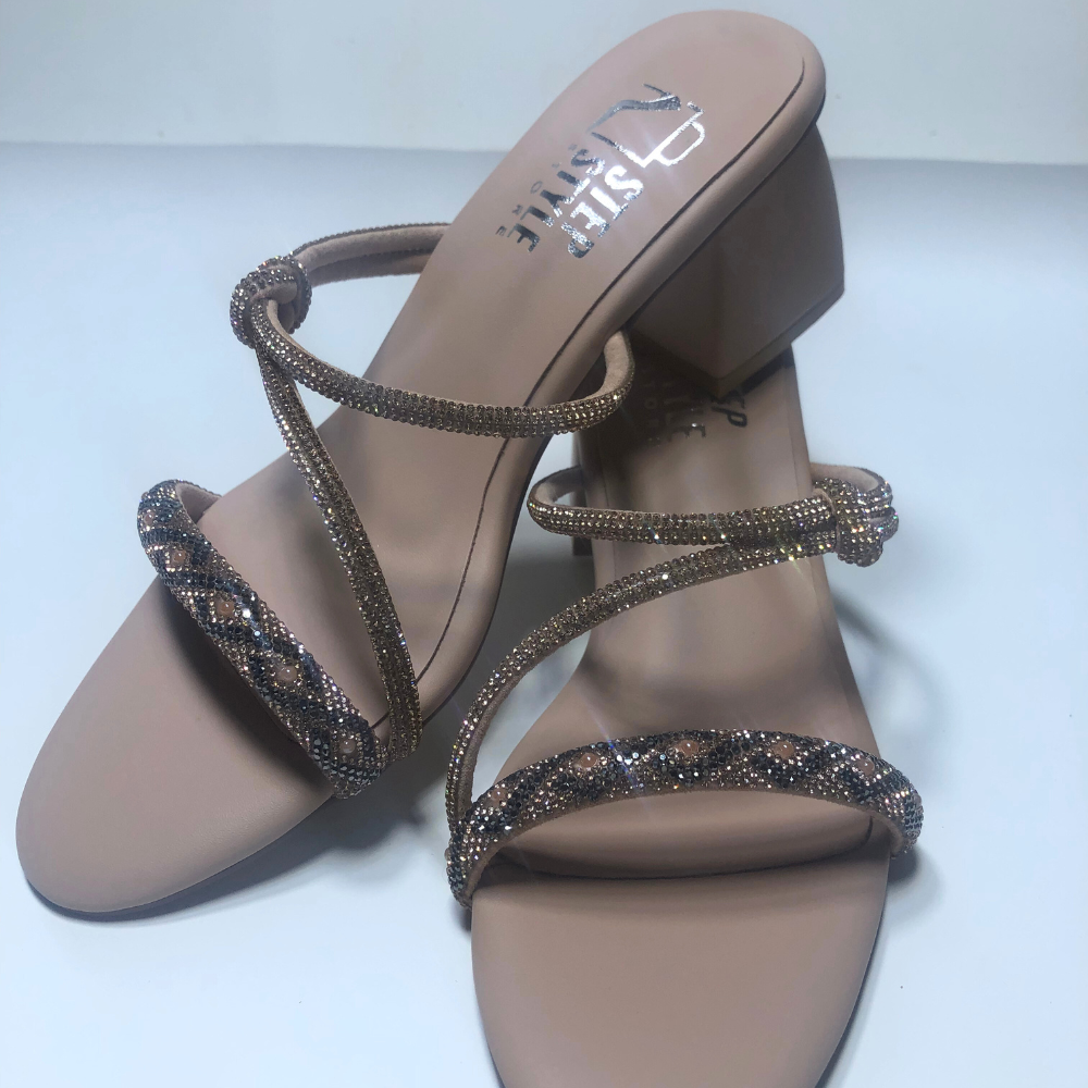 Glam Crystal Strap Heels – Black & Rose Gold - Image 14