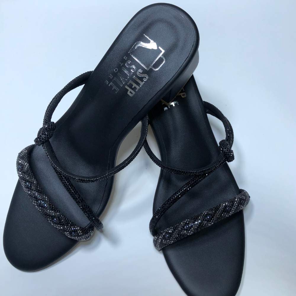 Glam Crystal Strap Heels – Black & Rose Gold - Image 6