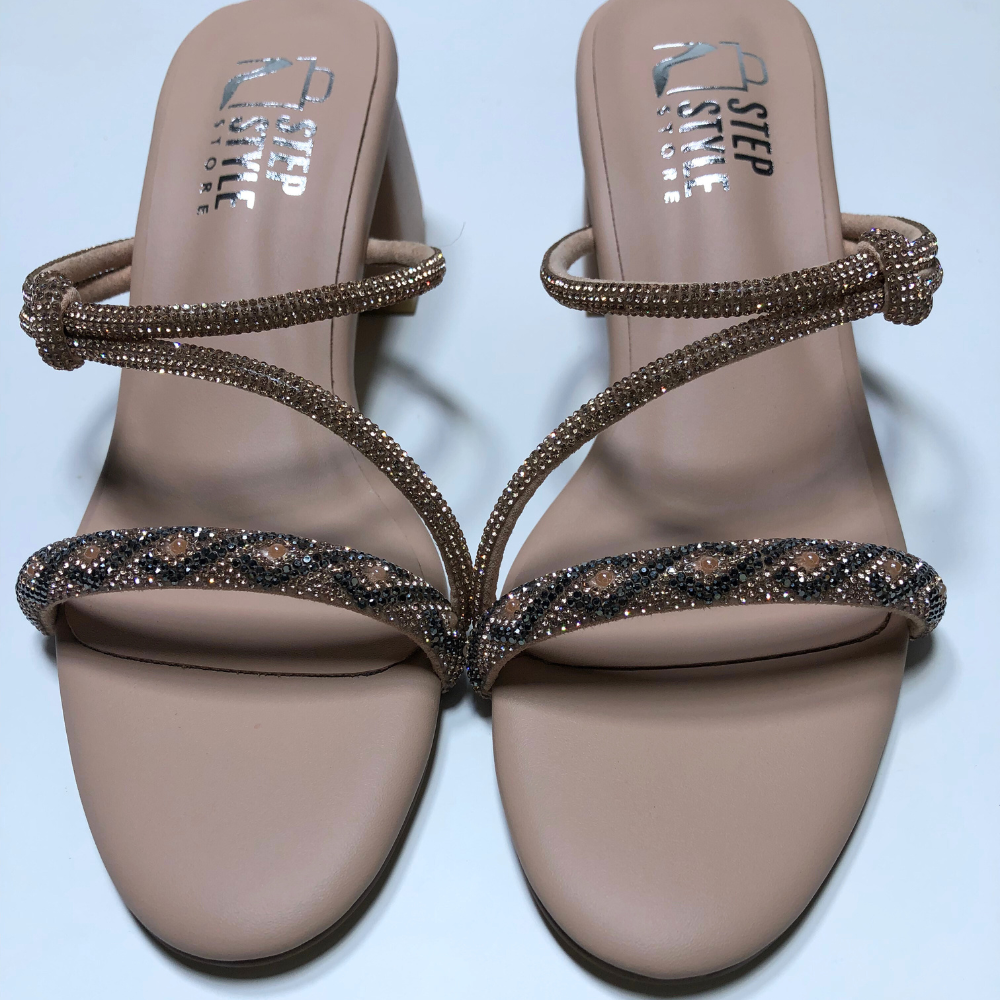 Glam Crystal Strap Heels – Black & Rose Gold - Image 11